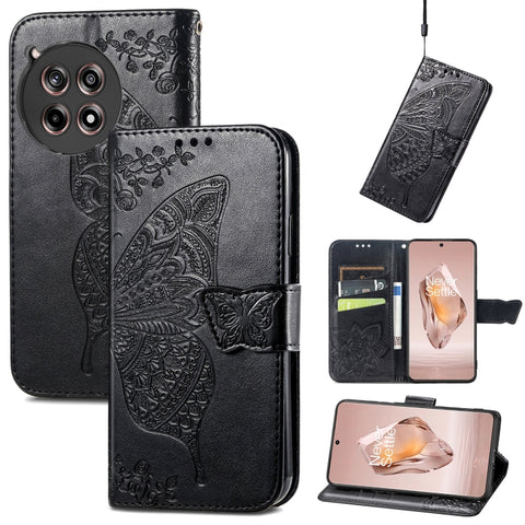 Butterfly Love Flower Embossed Leather Phone Case, For Oneplus Ace 6 Ultra, For OnePlus Nord 4, For OnePlus Ace 3, For OnePlus 12R, For OnePlus 12, For OnePlus Ace 2V