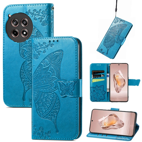 Butterfly Love Flower Embossed Leather Phone Case, For Oneplus Ace 6 Ultra, For OnePlus Nord 4, For OnePlus Ace 3, For OnePlus 12R, For OnePlus 12, For OnePlus Ace 2V