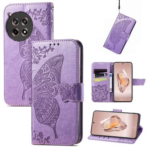 Butterfly Love Flower Embossed Leather Phone Case, For Oneplus Ace 6 Ultra, For OnePlus Nord 4, For OnePlus Ace 3, For OnePlus 12R, For OnePlus 12, For OnePlus Ace 2V
