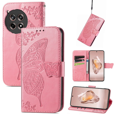Butterfly Love Flower Embossed Leather Phone Case, For Oneplus Ace 6 Ultra, For OnePlus Nord 4, For OnePlus Ace 3, For OnePlus 12R, For OnePlus 12, For OnePlus Ace 2V