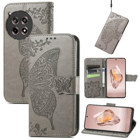 Butterfly Love Flower Embossed Leather Phone Case, For Oneplus Ace 6 Ultra, For OnePlus Nord 4, For OnePlus Ace 3, For OnePlus 12R, For OnePlus 12, For OnePlus Ace 2V