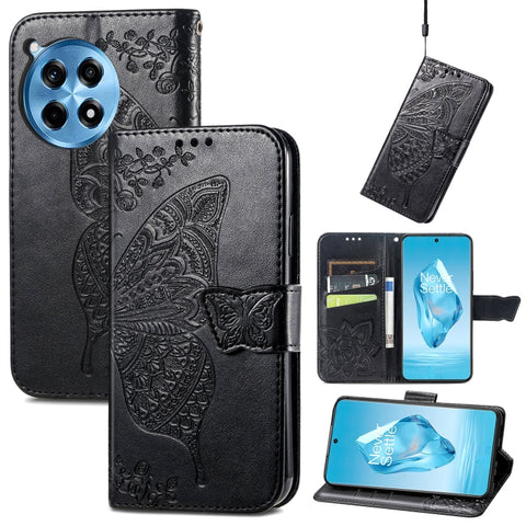 Butterfly Love Flower Embossed Leather Phone Case, For Oneplus Ace 6 Ultra, For OnePlus Nord 4, For OnePlus Ace 3, For OnePlus 12R, For OnePlus 12, For OnePlus Ace 2V