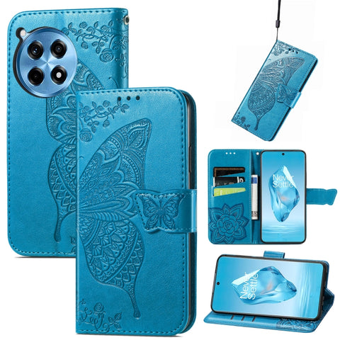 Butterfly Love Flower Embossed Leather Phone Case, For Oneplus Ace 6 Ultra, For OnePlus Nord 4, For OnePlus Ace 3, For OnePlus 12R, For OnePlus 12, For OnePlus Ace 2V