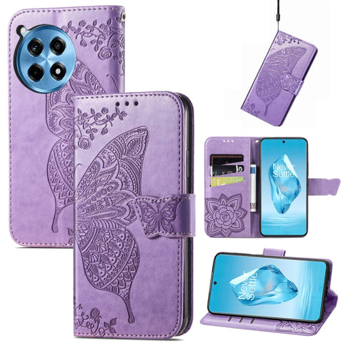 Butterfly Love Flower Embossed Leather Phone Case, For Oneplus Ace 6 Ultra, For OnePlus Nord 4, For OnePlus Ace 3, For OnePlus 12R, For OnePlus 12, For OnePlus Ace 2V