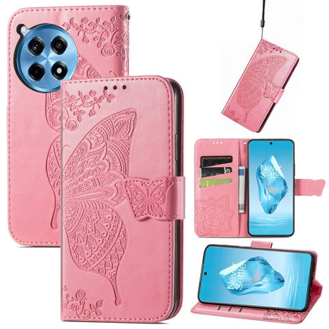 Butterfly Love Flower Embossed Leather Phone Case, For Oneplus Ace 6 Ultra, For OnePlus Nord 4, For OnePlus Ace 3, For OnePlus 12R, For OnePlus 12, For OnePlus Ace 2V