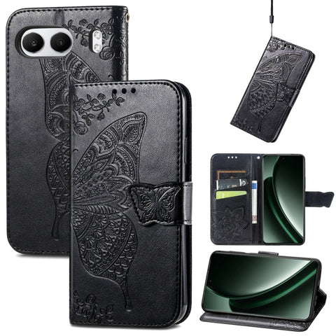 Butterfly Love Flower Embossed Leather Phone Case, For Oneplus Ace 6 Ultra, For OnePlus Nord 4, For OnePlus Ace 3, For OnePlus 12R, For OnePlus 12, For OnePlus Ace 2V