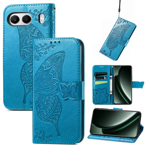 Butterfly Love Flower Embossed Leather Phone Case, For Oneplus Ace 6 Ultra, For OnePlus Nord 4, For OnePlus Ace 3, For OnePlus 12R, For OnePlus 12, For OnePlus Ace 2V