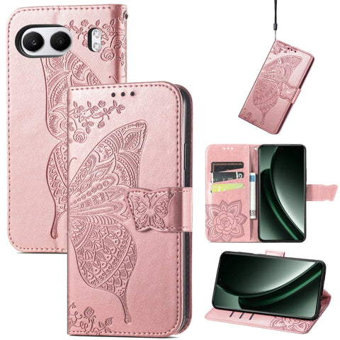 Butterfly Love Flower Embossed Leather Phone Case, For Oneplus Ace 6 Ultra, For OnePlus Nord 4, For OnePlus Ace 3, For OnePlus 12R, For OnePlus 12, For OnePlus Ace 2V