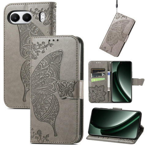 Butterfly Love Flower Embossed Leather Phone Case, For Oneplus Ace 6 Ultra, For OnePlus Nord 4, For OnePlus Ace 3, For OnePlus 12R, For OnePlus 12, For OnePlus Ace 2V