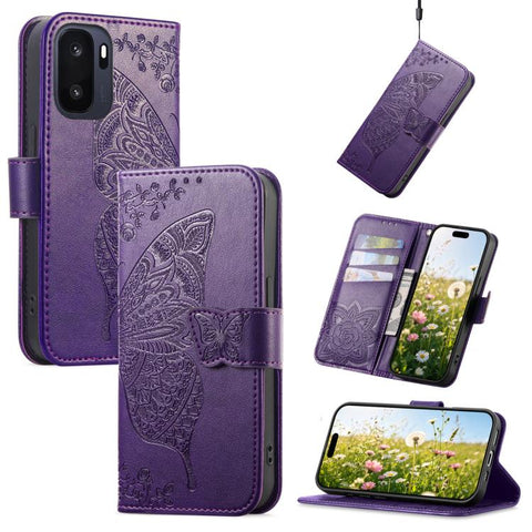 Butterfly Love Flower Embossed Leather Phone Case, For Oneplus Ace 6 Ultra, For OnePlus Nord 4, For OnePlus Ace 3, For OnePlus 12R, For OnePlus 12, For OnePlus Ace 2V