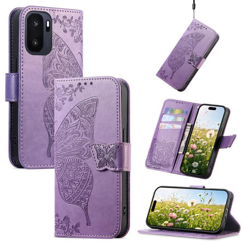 Butterfly Love Flower Embossed Leather Phone Case, For Oneplus Ace 6 Ultra, For OnePlus Nord 4, For OnePlus Ace 3, For OnePlus 12R, For OnePlus 12, For OnePlus Ace 2V