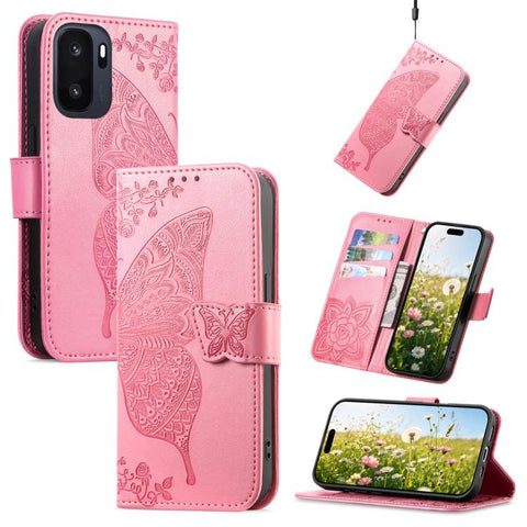 Butterfly Love Flower Embossed Leather Phone Case, For Oneplus Ace 6 Ultra, For OnePlus Nord 4, For OnePlus Ace 3, For OnePlus 12R, For OnePlus 12, For OnePlus Ace 2V