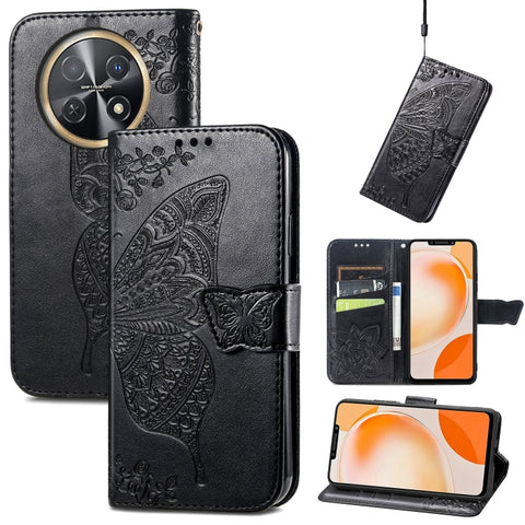 Butterfly Love Flower Embossed Leather Phone Case, For Huawei  Nova 12 Pro, For Huawei Nova 12, For Huawei  Mate 60, For Huawei  Mate 60 Pro, For Huawei Nova Y91, For Huawei Enjoy 60X