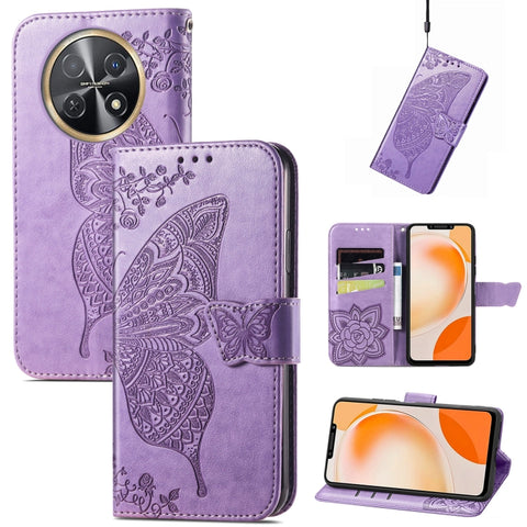 Butterfly Love Flower Embossed Leather Phone Case, For Huawei  Nova 12 Pro, For Huawei Nova 12, For Huawei  Mate 60, For Huawei  Mate 60 Pro, For Huawei Nova Y91, For Huawei Enjoy 60X