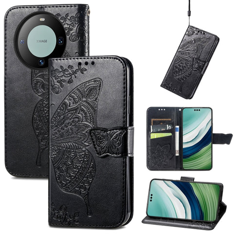 Butterfly Love Flower Embossed Leather Phone Case, For Huawei  Nova 12 Pro, For Huawei Nova 12, For Huawei  Mate 60, For Huawei  Mate 60 Pro, For Huawei Nova Y91, For Huawei Enjoy 60X