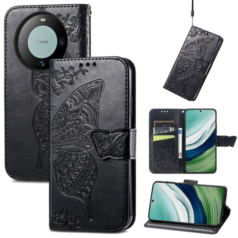 Butterfly Love Flower Embossed Leather Phone Case, For Huawei  Nova 12 Pro, For Huawei Nova 12, For Huawei  Mate 60, For Huawei  Mate 60 Pro, For Huawei Nova Y91, For Huawei Enjoy 60X