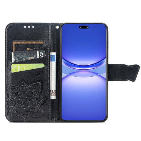 Butterfly Love Flower Embossed Leather Phone Case, For Huawei  Nova 12 Pro, For Huawei Nova 12, For Huawei  Mate 60, For Huawei  Mate 60 Pro, For Huawei Nova Y91, For Huawei Enjoy 60X