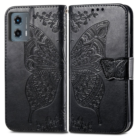 Butterfly Love Flower Embossed Leather Phone Case, For Motorola Moto G 5G 2023