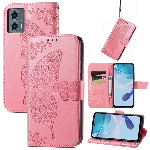 Butterfly Love Flower Embossed Leather Phone Case, For Motorola Moto G 5G 2023