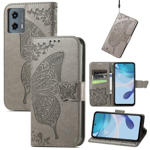 Butterfly Love Flower Embossed Leather Phone Case, For Motorola Moto G 5G 2023