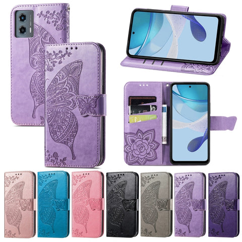 Butterfly Love Flower Embossed Leather Phone Case, For Motorola Moto G 5G 2023