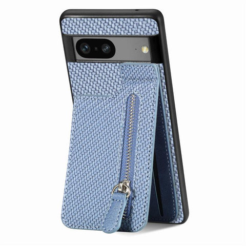 Carbon Fiber Vertical Flip Zipper Phone Case, For Google Pixel 7