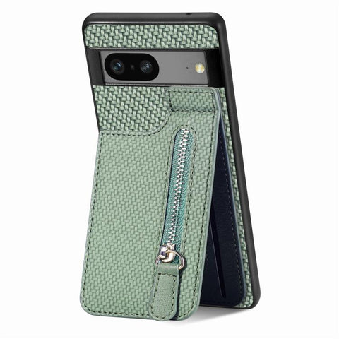 Carbon Fiber Vertical Flip Zipper Phone Case, For Google Pixel 7