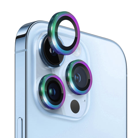NORTHJO Camera Lens Protector Tempered Glass CD Vein Metal Ring Film, For iPhone 13 Pro / 13 Pro Max