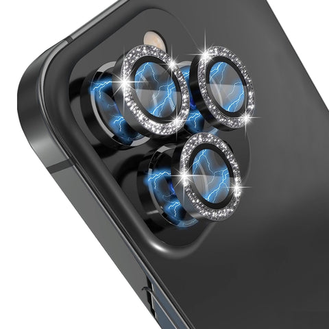 NORTHJO Camera Lens Protector Tempered Glass Bling Glitter Metal Ring Film, For iPhone 13 Pro / 13 Pro Max