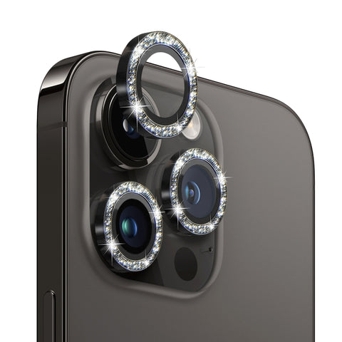 NORTHJO Camera Lens Protector Tempered Glass Bling Glitter Metal Ring Film, For iPhone 13 Pro / 13 Pro Max