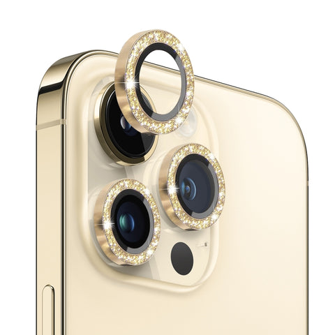 NORTHJO Camera Lens Protector Tempered Glass Bling Glitter Metal Ring Film, For iPhone 13 Pro / 13 Pro Max