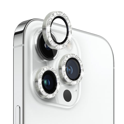 NORTHJO Camera Lens Protector Tempered Glass Bling Glitter Metal Ring Film, For iPhone 13 Pro / 13 Pro Max