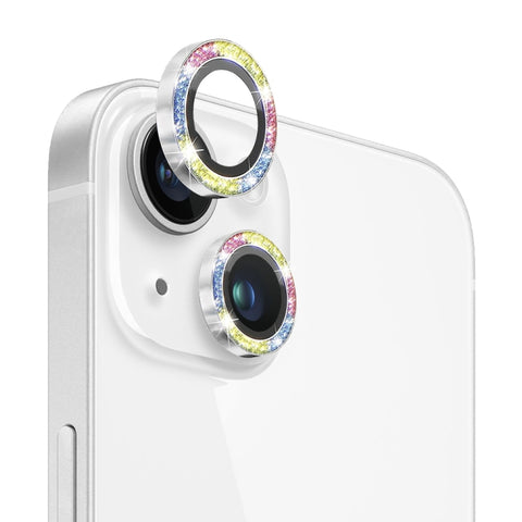 NORTHJO Camera Lens Tempered Glass Bling Glitter Metal Ring Film, For iPhone 13 / 13 mini