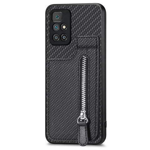 Carbon Fiber Vertical Flip Zipper Phone Case, For Xiaomi POCO M5 4G, For Redmi Note 11T Pro 5G, For Redmi 10C, For Redmi Note 11 4G, For Redmi 10, For Redmi Note 10 4G
