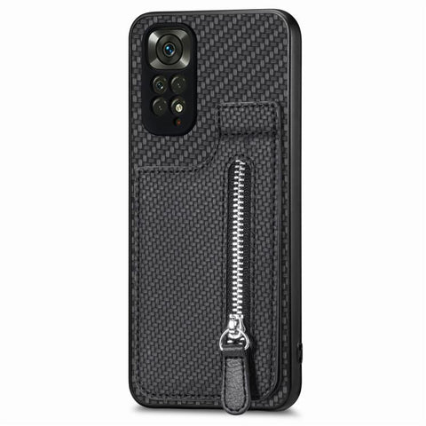 Carbon Fiber Vertical Flip Zipper Phone Case, For Xiaomi POCO M5 4G, For Redmi Note 11T Pro 5G, For Redmi 10C, For Redmi Note 11 4G, For Redmi 10, For Redmi Note 10 4G
