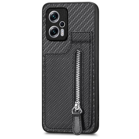Carbon Fiber Vertical Flip Zipper Phone Case, For Xiaomi POCO M5 4G, For Redmi Note 11T Pro 5G, For Redmi 10C, For Redmi Note 11 4G, For Redmi 10, For Redmi Note 10 4G