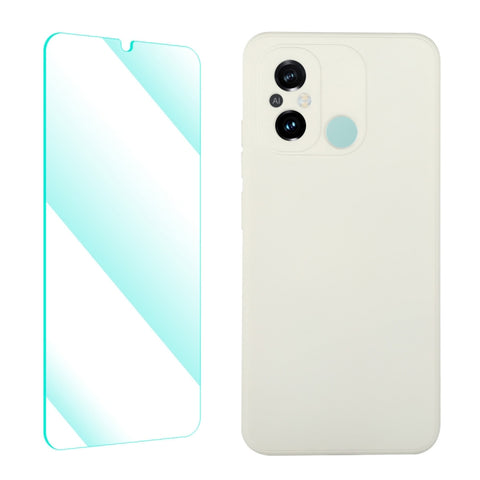 ENKAY Liquid Silicone Phone Case with Tempered Film, For Xiaomi Poco C55 / Redmi 12C
