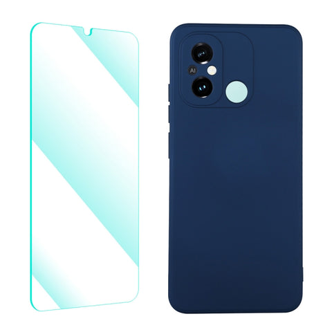 ENKAY Liquid Silicone Phone Case with Tempered Film, For Xiaomi Poco C55 / Redmi 12C