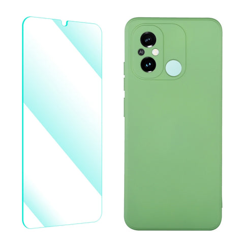ENKAY Liquid Silicone Phone Case with Tempered Film, For Xiaomi Poco C55 / Redmi 12C
