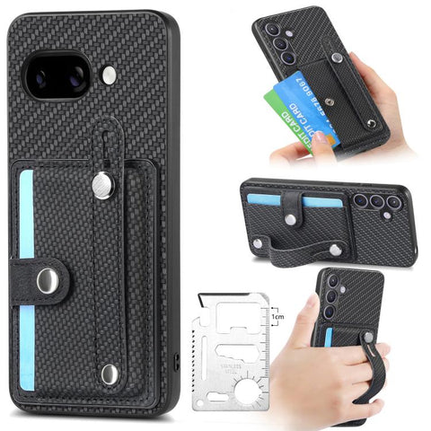Wristband Kickstand Card Wallet Back Cover Phone Case with Tool Knife, For Google Pixel 11 Pro XL, For Google Pixel 11, For Google Pixel 11 Pro, For Google Pixel 10 Pro XL, For Google Pixel 10 / 10 Pro, For Google Pixel 9a, For Google Pixel 9 Pro XL   ...