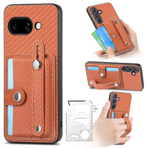 Wristband Kickstand Card Wallet Back Cover Phone Case with Tool Knife, For Google Pixel 11 Pro XL, For Google Pixel 11, For Google Pixel 11 Pro, For Google Pixel 10 Pro XL, For Google Pixel 10 / 10 Pro, For Google Pixel 9a, For Google Pixel 9 Pro XL   ...