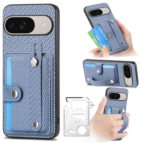 Wristband Kickstand Card Wallet Back Cover Phone Case with Tool Knife, For Google Pixel 11 Pro XL, For Google Pixel 11, For Google Pixel 11 Pro, For Google Pixel 10 Pro XL, For Google Pixel 10 / 10 Pro, For Google Pixel 9a, For Google Pixel 9 Pro XL   ...