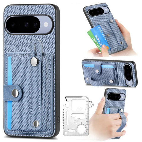 Wristband Kickstand Card Wallet Back Cover Phone Case with Tool Knife, For Google Pixel 11 Pro XL, For Google Pixel 11, For Google Pixel 11 Pro, For Google Pixel 10 Pro XL, For Google Pixel 10 / 10 Pro, For Google Pixel 9a, For Google Pixel 9 Pro XL   ...