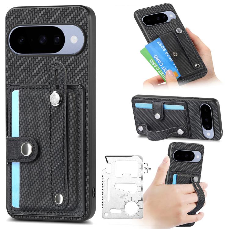Wristband Kickstand Card Wallet Back Cover Phone Case with Tool Knife, For Google Pixel 11 Pro XL, For Google Pixel 11, For Google Pixel 11 Pro, For Google Pixel 10 Pro XL, For Google Pixel 10 / 10 Pro, For Google Pixel 9a, For Google Pixel 9 Pro XL   ...