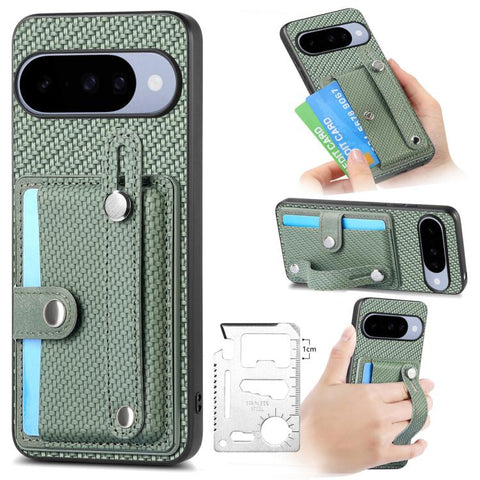 Wristband Kickstand Card Wallet Back Cover Phone Case with Tool Knife, For Google Pixel 11 Pro XL, For Google Pixel 11, For Google Pixel 11 Pro, For Google Pixel 10 Pro XL, For Google Pixel 10 / 10 Pro, For Google Pixel 9a, For Google Pixel 9 Pro XL   ...