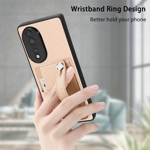 Wristband Kickstand Card Wallet Back Cover Phone Case with Tool Knife, For Honor 70