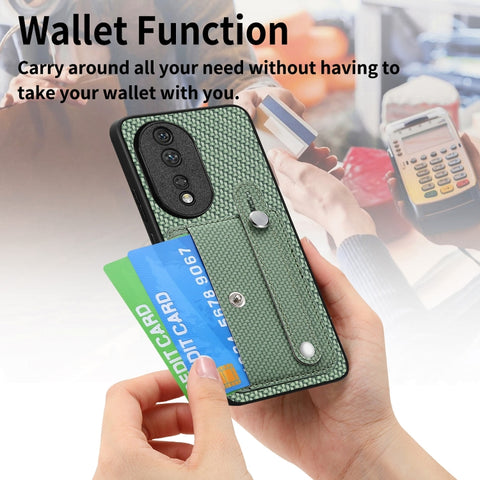 Wristband Kickstand Card Wallet Back Cover Phone Case with Tool Knife, For Honor 70