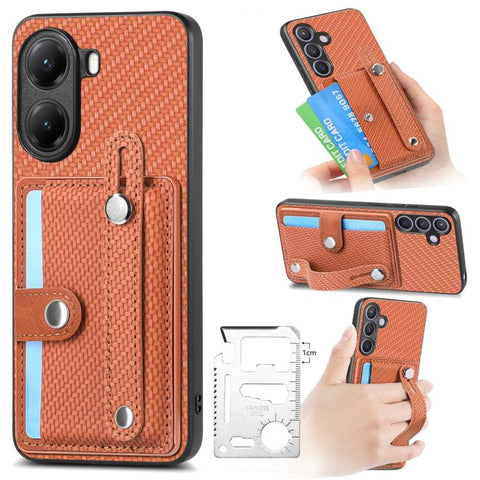 Wristband Kickstand Card Wallet Back Phone Case with Tool Knife, For Redmi 15C 5G / 4G Global 171mm, For Xiaomi 15T, For Redmi K80 Pro / Poco F7 Ultra, For Redmi K80 / Poco F7 Pro, For Redmi Turbo 4, For Xiaomi Poco X7 Pro, For Xiaomi 15 Pro           ...