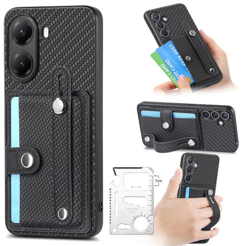 Wristband Kickstand Card Wallet Back Phone Case with Tool Knife, For Redmi 15C 5G / 4G Global 171mm, For Xiaomi 15T, For Redmi K80 Pro / Poco F7 Ultra, For Redmi K80 / Poco F7 Pro, For Redmi Turbo 4, For Xiaomi Poco X7 Pro, For Xiaomi 15 Pro           ...