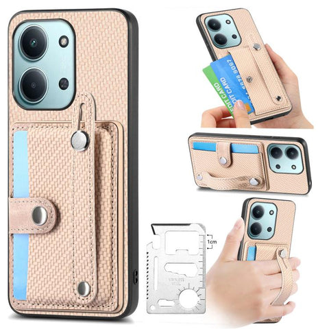 Wristband Kickstand Card Wallet Back Phone Case with Tool Knife, For Redmi 15C 5G / 4G Global 171mm, For Xiaomi 15T, For Redmi K80 Pro / Poco F7 Ultra, For Redmi K80 / Poco F7 Pro, For Redmi Turbo 4, For Xiaomi Poco X7 Pro, For Xiaomi 15 Pro           ...